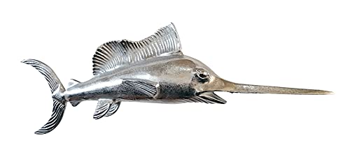 MichaelNoll Schwertfisch XXL zum Aufhängen, Wanddekoration Aluminium - Raw Silber Fisch Meer Metall Deko Dekoration - Wanddeko Maritim für Wohnzimmer, Küche und Schlafzimmer - 92 cm von MichaelNoll