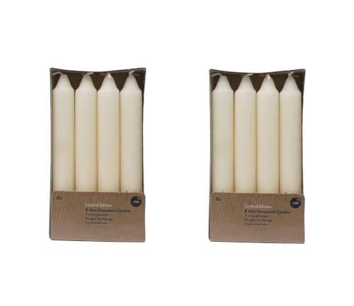 Stabkerze Kerze 2 x 8er-Set (16 Stabkerzen) – Brenndauer: 5 Std., rußfrei – für Kerzenständer, Kerzenhalter - Kerze, Adventskranz, Advent, Weihnachten, Deko, Gastro, Hochzeit – (elfenbein) von MichaelNoll