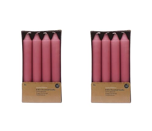 Stabkerze Kerze 2 x 8er-Set (16 Stabkerzen) – Brenndauer: 5 Std., rußfrei – für Kerzenständer, Kerzenhalter - Kerze, Adventskranz, Advent, Weihnachten, Deko, Gastro, Hochzeit – (rosa) von MichaelNoll