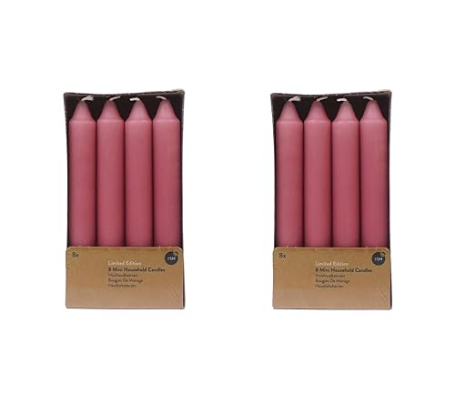 Stabkerze Kerze 2 x 8er-Set (16 Stabkerzen) – Brenndauer: 5 Std., rußfrei – für Kerzenständer, Kerzenhalter - Kerze, Adventskranz, Advent, Weihnachten, Deko, Gastro, Hochzeit – (rosa) von MichaelNoll