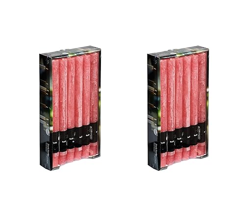 Stabkerze Kerze Rustic 2 x 12er-Set (24 Stabkerzen) – Brenndauer: 8 Std., rußfrei – für Kerzenständer, Kerzenhalter - Kerze, Adventskranz, Advent, Weihnachten, Deko, Gastro, Hochzeit - (Rosa) von MichaelNoll