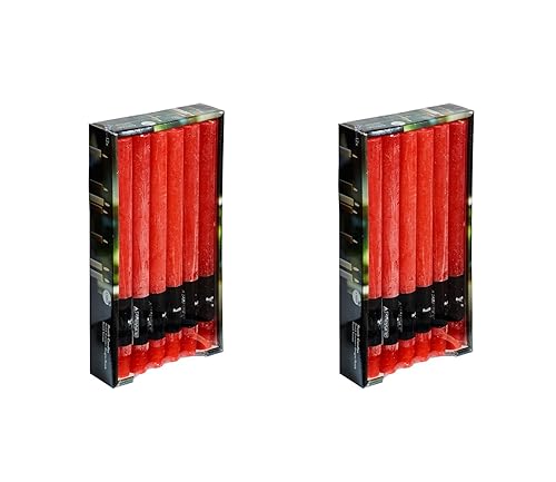 Stabkerze Kerze Rustic 2 x 12er-Set (24 Stabkerzen) – Brenndauer: 8 Std., rußfrei – für Kerzenständer, Kerzenhalter - Kerze, Adventskranz, Advent, Weihnachten, Deko, Gastro, Hochzeit - (Rot) von MichaelNoll