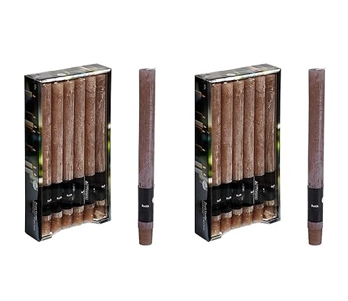 Stabkerze Kerze Rustic 2 x 12er-Set (24 Stabkerzen) – Brenndauer: 8 Std., rußfrei – für Kerzenständer, Kerzenhalter - Kerze, Adventskranz, Advent, Weihnachten, Deko, Gastro, Hochzeit - (Taupe) von MichaelNoll