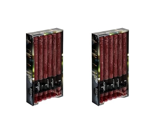 Stabkerze Kerze Rustic 2 x 12er-Set (24 Stabkerzen) – Brenndauer: 8 Std., rußfrei – für Kerzenständer, Kerzenhalter - Kerze, Adventskranz, Advent, Weihnachten, Deko, Gastro, Hochzeit - (weinrot) von MichaelNoll