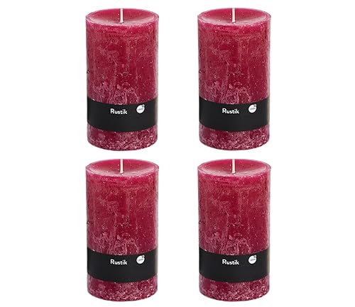 Stumpenkerzen Rustic 4er Set - Stumpenkerze, Blockkerze, Kerze, Adventskranz, Advent - Kein Ruß - (7x13, Cardinal Red, 4) von MichaelNoll