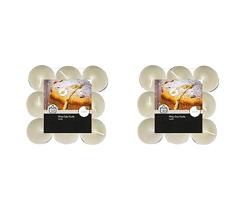Teelichter Duft 2x18 Stück (36 Teelichter) - Brenndauer: 8 Std., Rußfrei - für Windlicht, Teelicht-Glas, Kerzenständer - Weihnachten, Geschenk, Deko, Hochzeit, Gastro (Elfenbein - Duft: Vanille) von MichaelNoll