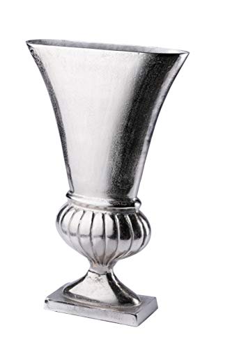 Vase Blumenvase Gefäß Pokalvase Dekovase Aluminium Silber, Deko Modern aus Metall, Wohnzimmer und Küche - 39 cm, 50 cm oder 58,5 cm (23,5x8x39 cm) von MichaelNoll