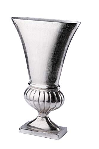 Vase Blumenvase Gefäß Pokalvase Dekovase Aluminium Silber, Deko Modern aus Metall, Wohnzimmer und Küche - 39 cm, 50 cm oder 58,5 cm (33x10x50 cm) von MichaelNoll