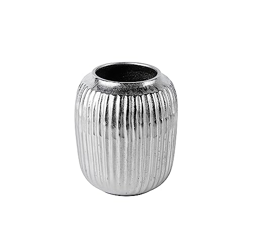 Vase Blumenvase für Kunstblumen, Gefäß Pokalvase Dekovase Pflanztopf Aluminium Silber, Deko Modern aus Metall, Wohnzimmer und Küche 19 cm von MichaelNoll