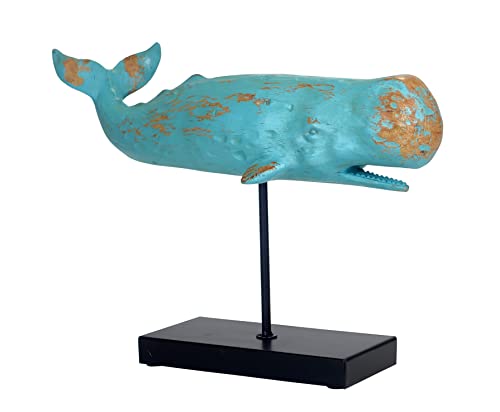 Wal Walfisch Fisch Dekofigur Statue Skulptur Standfuß Polyresin Modern - Maritime Deko für Wohnung in Holz-Optik - Dekoration für Wohnzimmer, Schlafzimmer oder Badezimmer - XL 40x12.50x28 cm von MichaelNoll