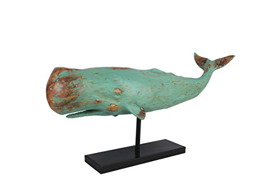 Wal Walfisch Fisch Dekofigur Statue Skulptur Standfuß Polyresin Modern - Maritime Deko für Wohnung in Holz-Optik - Dekoration für Wohnzimmer, Schlafzimmer oder Badezimmer - XXL 77x17,5x38,5 cm von MichaelNoll