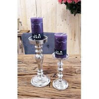 2Er Set Kerzenständer Kerzenhalter Aluminium Silber - Kerzenleuchter Modern Aus Metall H 21 cm/31 von MichaelNollDE