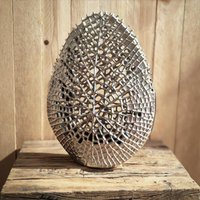 Vase Gitter-Optik, Blumenvase Für Kunstblumen, Designervase, Dekovase Aluminium Silber, Deko Modern Aus Metall - 34, 5 Oder 44 cm von MichaelNollDE