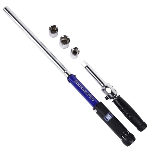 MichaelPro MP001002 Click Through Torque Wrench - 1/2 Inch Dr with 3 Sockets (11/16", 3/4", 13/16" / 17-19-21 mm) with Precise Micro Adjustment - 2in1 with Lug Wrench for Automotive and Changing Tires von MichaelPro