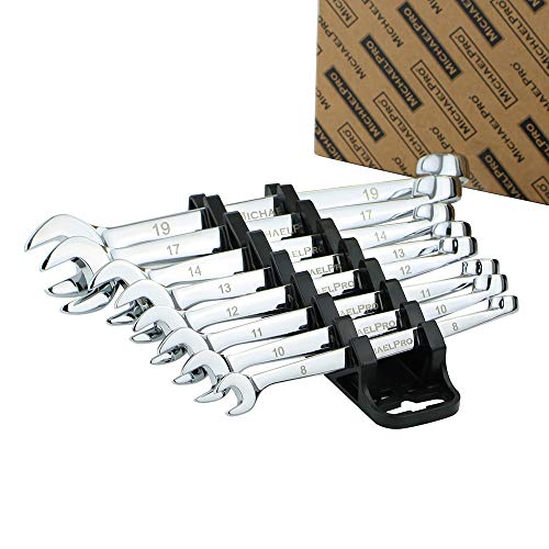 MichaelPro MP001015 8-piece Metric Combination Wrench Tool Set, Patented Spiral Grip Design Spanner Set, 15 Degree Offset Wrench Set at Open End, Metric Wrench Set for Mechanic MichaelPro MP001015 8-piece Metric Combination Wrench Tool Set, Patented Spiral Grip Design Spanner Set, 15 Degree Offset Wrench Set at Open End, Metric Wrench Set for Mechanic von MichaelPro