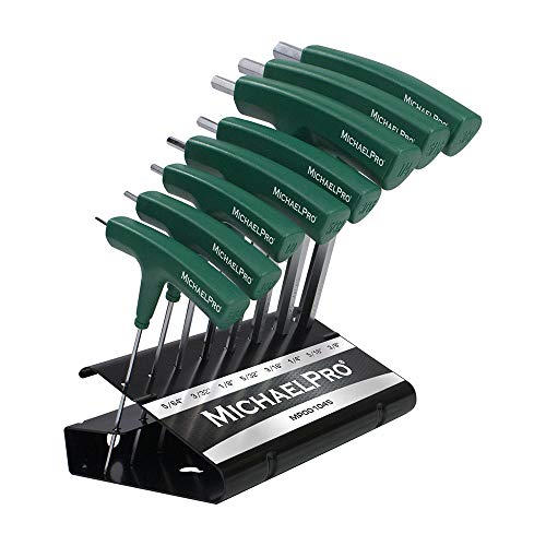 MichaelPro MP001045 8-Teilig - Zweiseitiger Kugelkopf Imbusschlüssel Satz mit Griff - Hex Key Set mit Praktischem Aufbewahrungsständer (SAE), Grün von MichaelPro