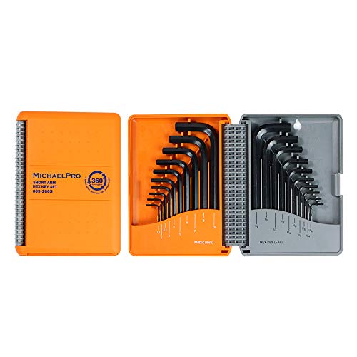 MichaelPro MP001046 Innensechskantschlüssel Satz Metrisch und Standard - Kurzarm Innensechskantschlüssel Set in Industriequalität mit Zusammenklappbarem Innensechskantschlüssel Organizer mit 20 Stück von MichaelPro