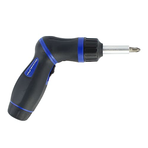MichaelPro MP002024 Zwei-Positionen-Ratschen-Schraubendreher, 9-in-1 verstellbarer Winkel mit Multi-Bits, All-in-One-Multi-Schraubendreher mit eingebauter Griffaufbewahrung, für den privaten und von MichaelPro