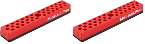 MichaelPro MP014004 Bithalter - 36-teiliger Sechskant Bithalter Magnetisch - Bit Set Organizer mit Starkem Magnetboden - Magnetischer Werkzeug-Organizer in Rot (Packung mit 2) von MichaelPro