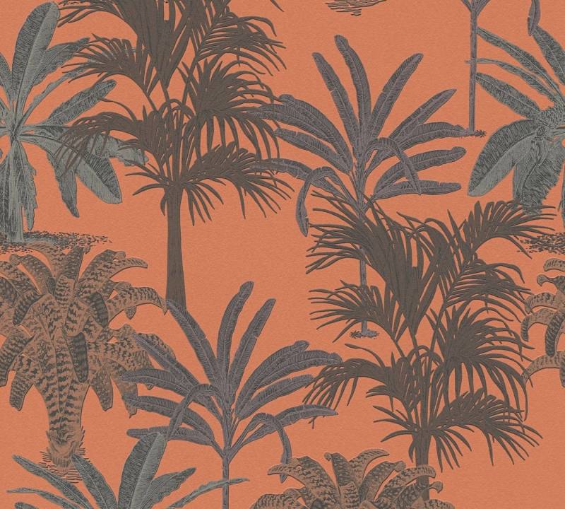 Michalsky Mustertapete Michalsky 4 Change is good, Palmentapete, orange, schwarz von Michalsky