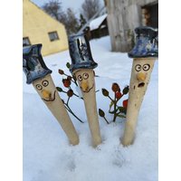 Schneemann 2Er Oder 3 Er Set, Beetstecker, Blumenstecker, Keramik von MichasToepferheisl