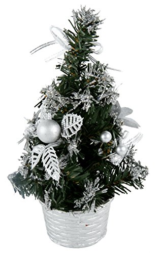 Mini Deko Tanne, silber - geschmückter kleiner Weihnachtsbaum - Schreibtischdeko, Gastro Deko uvm. von Michel Toys