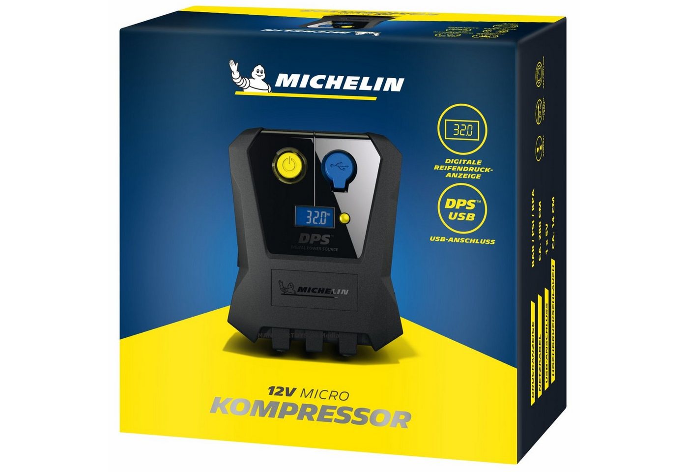 Michelin Kompressor Mobiler Auto Motorrad Fahrrad Freizeit 12 Volt Micro Kompressor von Michelin