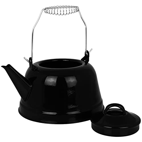 Campingkessel mit Henkel 2,4L schwarz Wasserkessel Teekessel Kaffeekessel Wasserkocher von Michelino