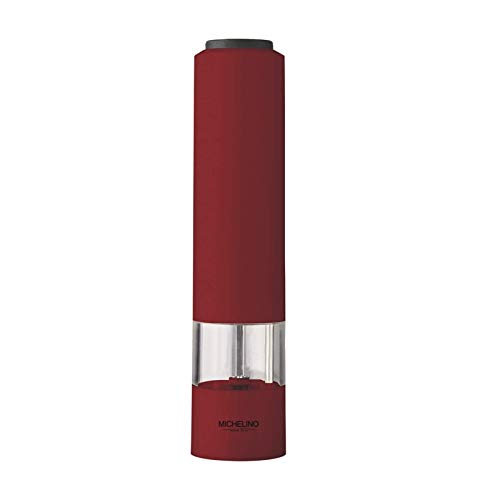 MICHELINO elektrische Gewürzmühle "Springield" Pfeffer-/Salzmühle LED-Beleuchtung Salz-/Pfeffermühle mit Keramikmahlwerk (Rot) von Michelino