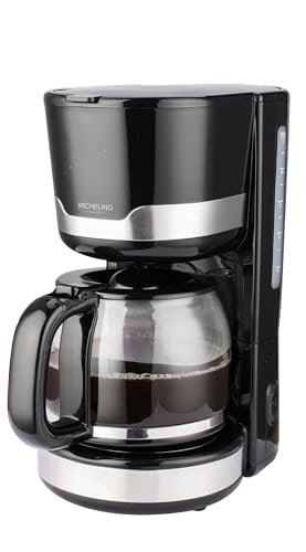 Michelino 1000 Watt Kaffeemaschine 1,5 L Kaffeeautomat Anti-Tropf-System inklusive Permanentfilter und Messlöffel schwarz von Michelino