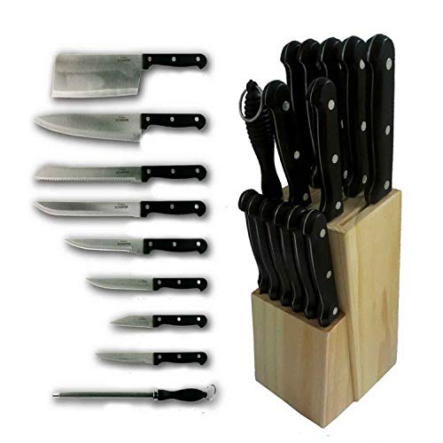 Michelino 15 teiliges Messer-Set inkl. Holzmesserblock Kochmesser Brotmesser von Michelino