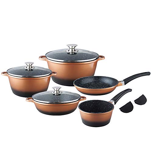 Michelino Aluguss Kochtopf-Set 10 teilig Copper/Black von Michelino