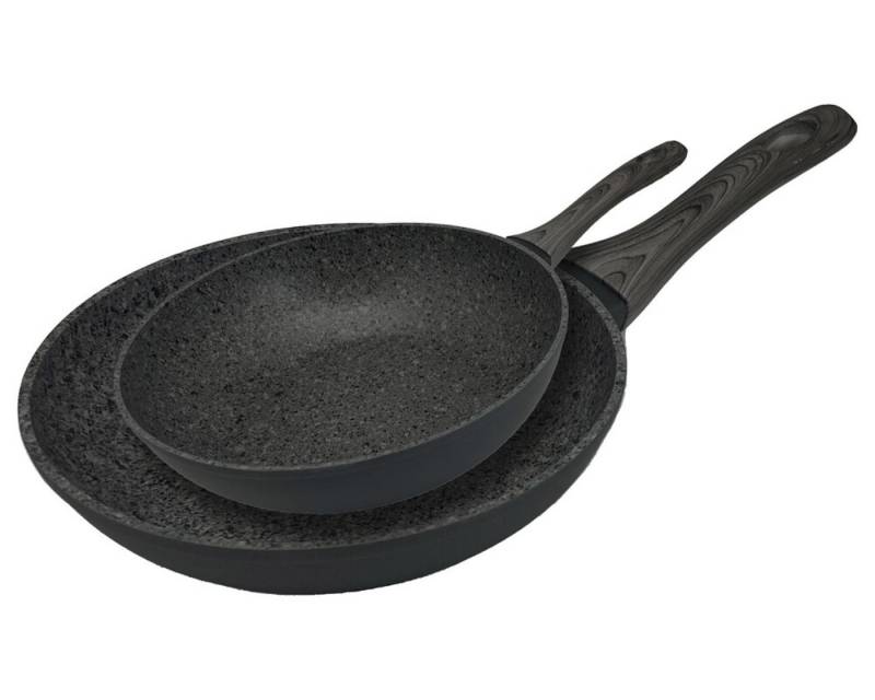 Michelino Bratpfanne Set ø20cm + ø28cm mit ergonomischem Holzgriff in Schwarz Antihaft, (2-tlg) von Michelino