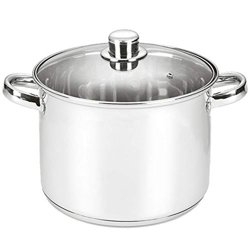 Michelino Edelstahl Kochtopf mit 3-schichtigem Alu-Thermoboden, Silber (13 Liter) von Michelino