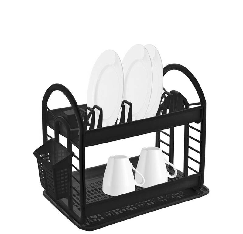 Michelino Geschirrständer in Schwarz 46 x 37 x 9 cm - platzsparend & praktisch von Michelino