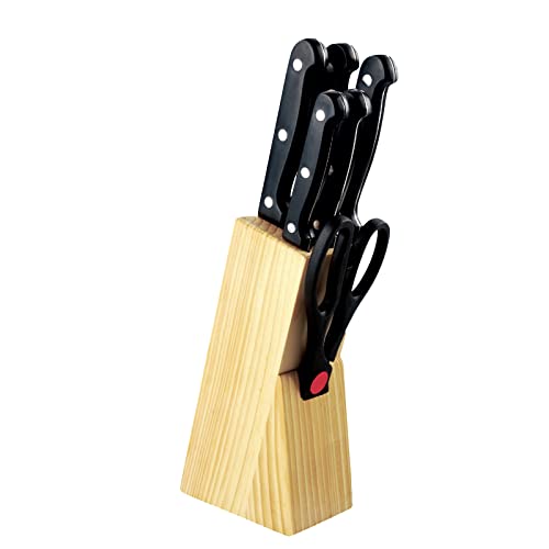 Michelino Holz-Messerblock 7 tlg. Messerset Holzblock 11239 Messerset schwarze Griffe von Michelino