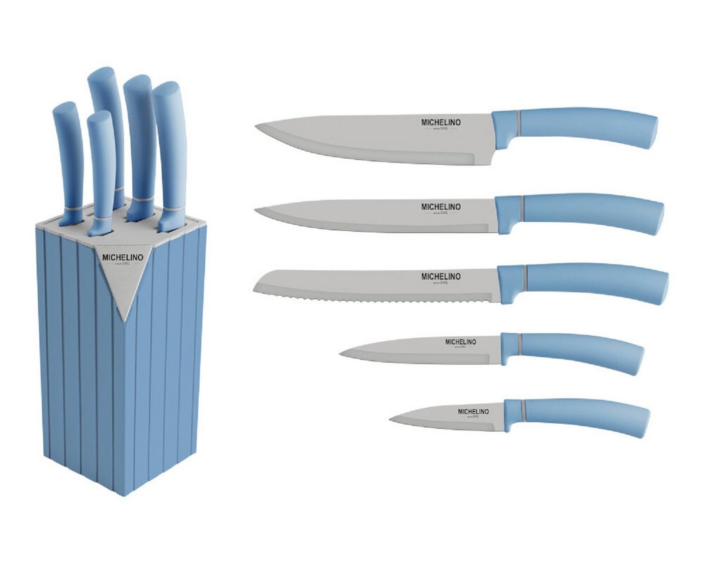 Michelino Messer-Set 6-tlg. Messerblock Serie Alythia Klingen Küchenmesser Messer von Michelino