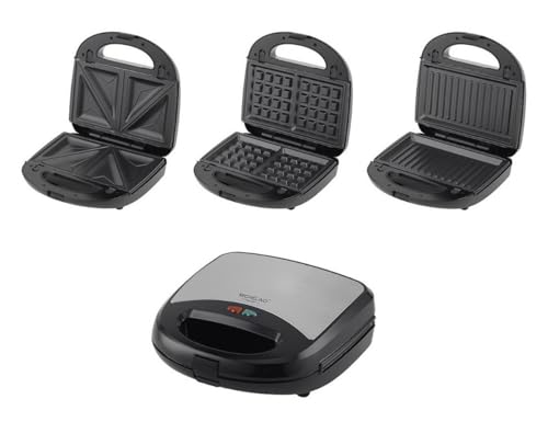 Michelino Multigrill 3 in 1: Sandwichtoaster Waffeleisen und Kontaktgrill in Einem - wechselbare antihaftbeschichtete Platten, 29061 von Michelino