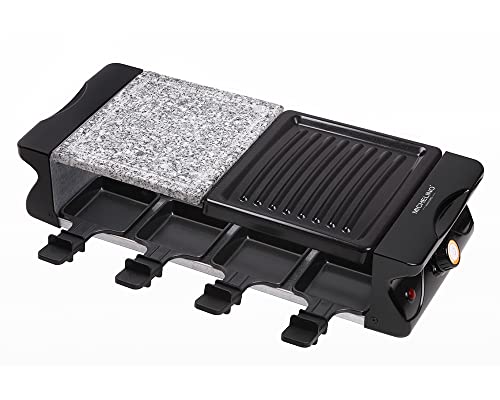 Michelino Raclett BBQ-Grill für 8 Personen mit 8 Steinplatte PP-Spateln Tischgrill Grill Platte halb Antihaft-Platte von Michelino