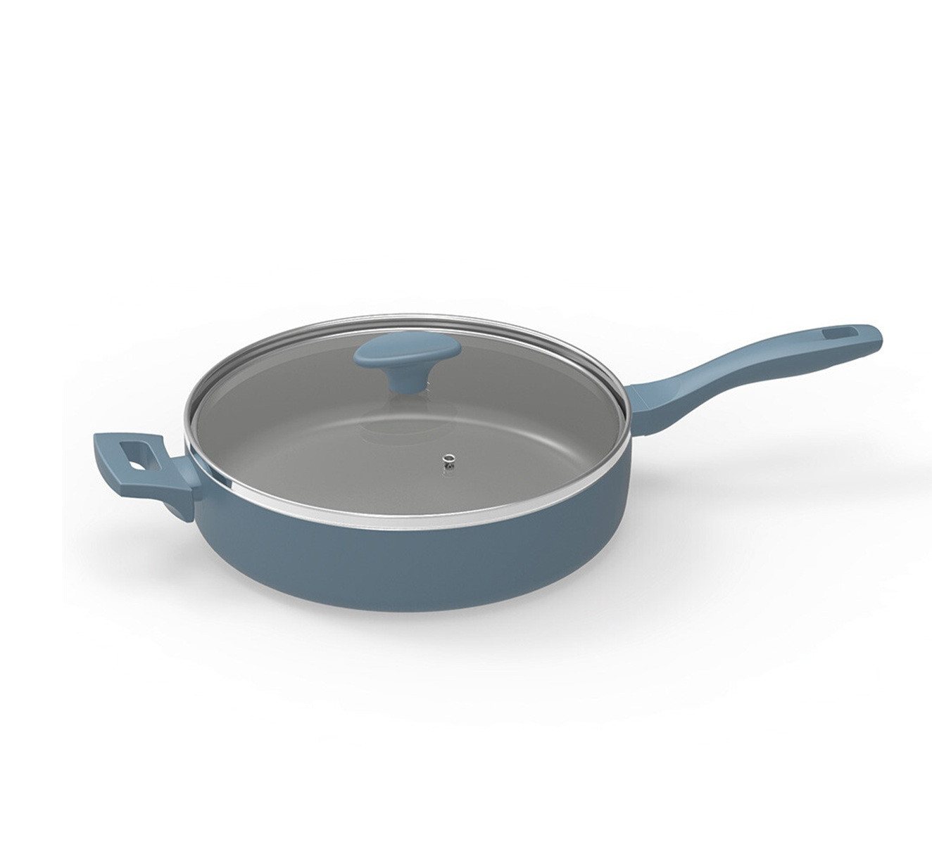 Michelino Schmorpfanne Alythia Pfanne mit Glasdeckel - 28 cm in Blau, Aluminium (1-tlg), ergonomischer Griff, Induktionsgeeignet, ø28 cm von Michelino