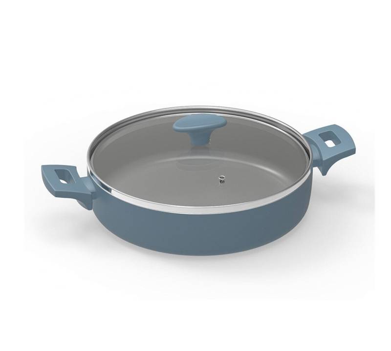 Michelino Servierpfanne Alythia Pfanee mit Glasdeckel - 28 cm in Blau, Aluminium (1-tlg), ergonomischer Griff, Induktionsgeeignet, 28 cm von Michelino