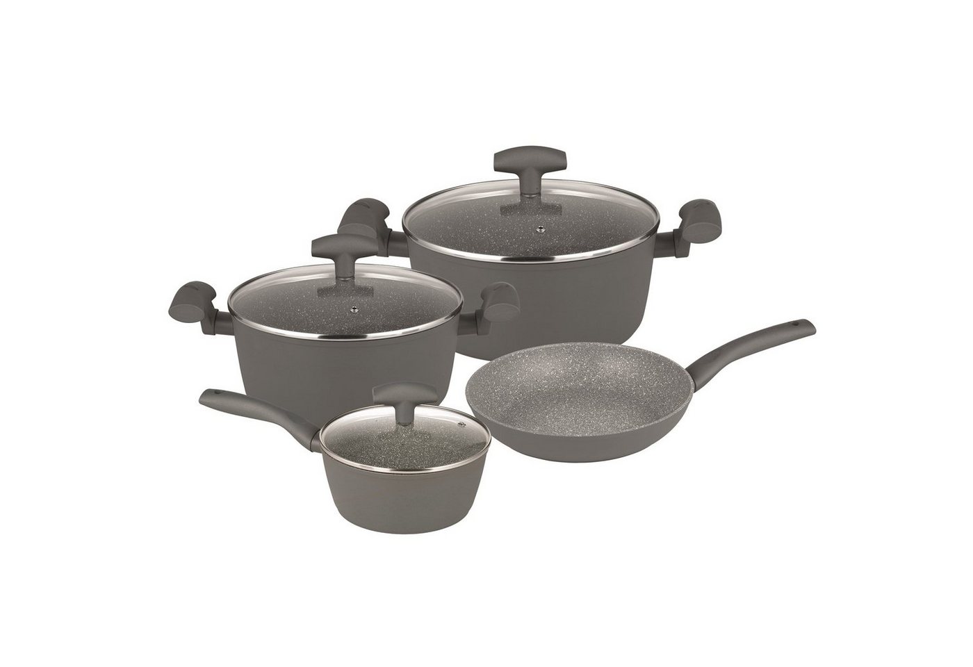 Michelino Topf-Set Kochtopfset 7-teilig Nora, Aluminium (Set, 7-tlg., Kochtopf Ø24cm, Ø20cm, Stieltopf Ø16cm, Pfanne Ø24cm), Kochgeschirr von Michelino