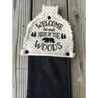 Gestickter Schwarzbär Geschirrtuch Topper Country Willkommen Geschenk von MichelleBsEmbroidery