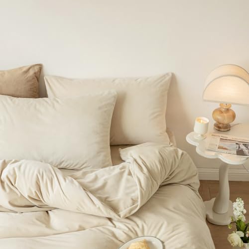 Michorinee 2er Set Warme Fleece Kissenbezug 40x80 cm Beige Cashmere Touch Kuschelig Flauschig Plüsch Samt Kissenhülle Kopfkissenbezug mit Reißverschluss von Michorinee