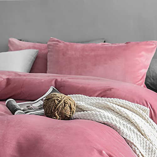 Michorinee 2er Set Warme Fleece Kissenbezug 40x80 cm Rosa Cashmere Touch Kuschelig Flauschig Plüsch Samt Kissenhülle Kopfkissenbezug mit Reißverschluss von Michorinee