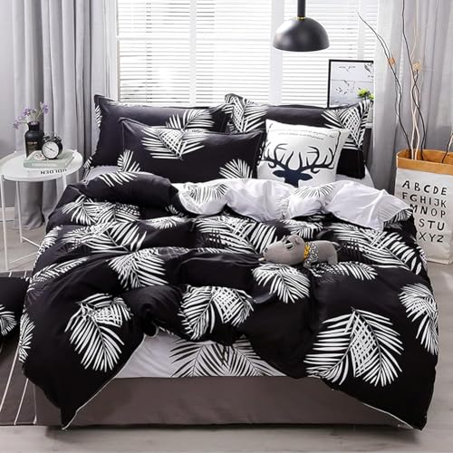 Michorinee Bettwäsche 135x200 Schwarz Weiß Palmen Blätter Muster Bettbezug Weich Kuschelig Microfaser Wendebettwäsche Set mit Reißverschluss - 135 x 200 + 80 x 80 cm Michorinee Bettwäsche 135x200 Schwarz Weiß Palmen Blätter Muster Bettbezug Weich Kuschelig Microfaser Wendebettwäsche Set mit Reißverschluss - 135 x 200 + 80 x 80 cm von Michorinee