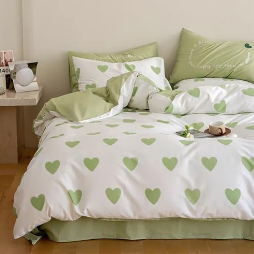 Michorinee Bettwäsche Herzen 200x200 Weiß Grün 3teilig Microfaser Herzchen Aesthetic Bettbezug Wendebettwäsche Set und 2 x Kissenbezug 80x80 cm mit Reißverschluss Michorinee Bettwäsche Herzen 200x200 Weiß Grün 3teilig Microfaser Herzchen Aesthetic Bettbezug Wendebettwäsche Set und 2 x Kissenbezug 80x80 cm mit Reißverschluss von Michorinee