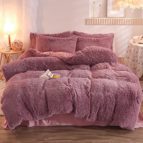 Michorinee Plüsch Bettwäsche 135x200 Winter Flauschig Warme Bettbezug Fleece Flausch Langhaar Kunstfell Plüschbettwäsche Set mit Reißverschluss - 135 x 200 cm + 80 x 80 cm Lila Michorinee Plüsch Bettwäsche 135x200 Winter Flauschig Warme Bettbezug Fleece Flausch Langhaar Kunstfell Plüschbettwäsche Set mit Reißverschluss - 135 x 200 cm + 80 x 80 cm Lila von Michorinee