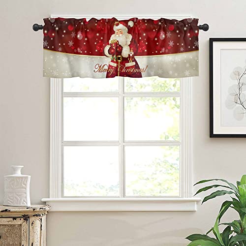 Michorinee Scheibengardine Weihnachten Deko Gardinen Weihnachtsgardine Rot Vorhang Der Weihnachtsmann Schneeflocken Geschenkbox Muster Blickdicht Bistrogardinen für Fenster B 137 × H 45 cm von Michorinee