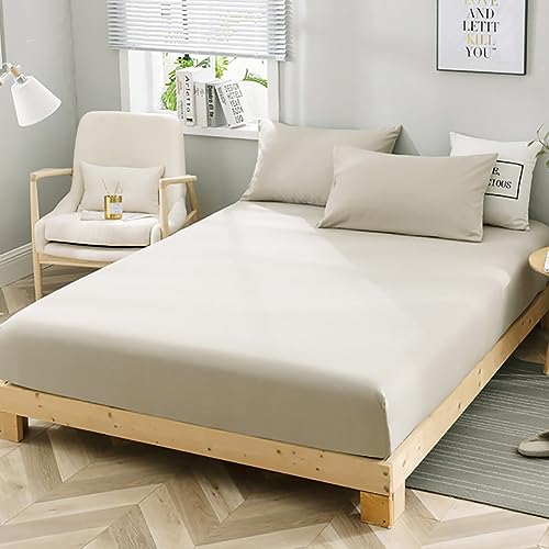 Michorinee Spannbettlaken 120x200cm Beige Superweiches Microfaser Spannbetttuch Bettlaken bis 25 cm Matratzenhöhe von Michorinee